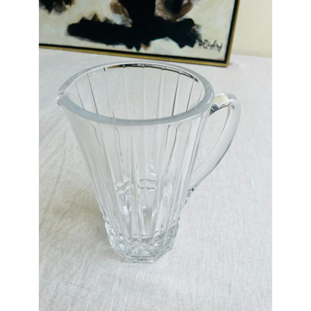 Vtg MCM Val Saint Lambert Balmoral Cut Crystal Water Pitcher Belgium Signed 30oz